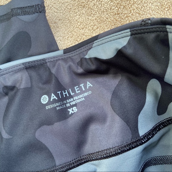 Athleta Camo Workout Leggings Black Gray XS - Picture 6 of 10